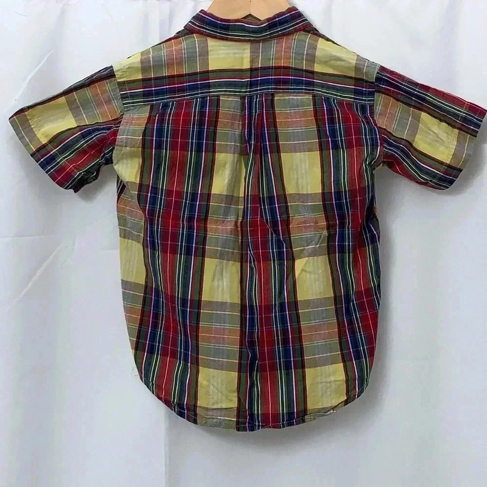 Boys Ralph Lauren Short Sleeve Plaid‎ Button Down Shirt Size 3T EUC